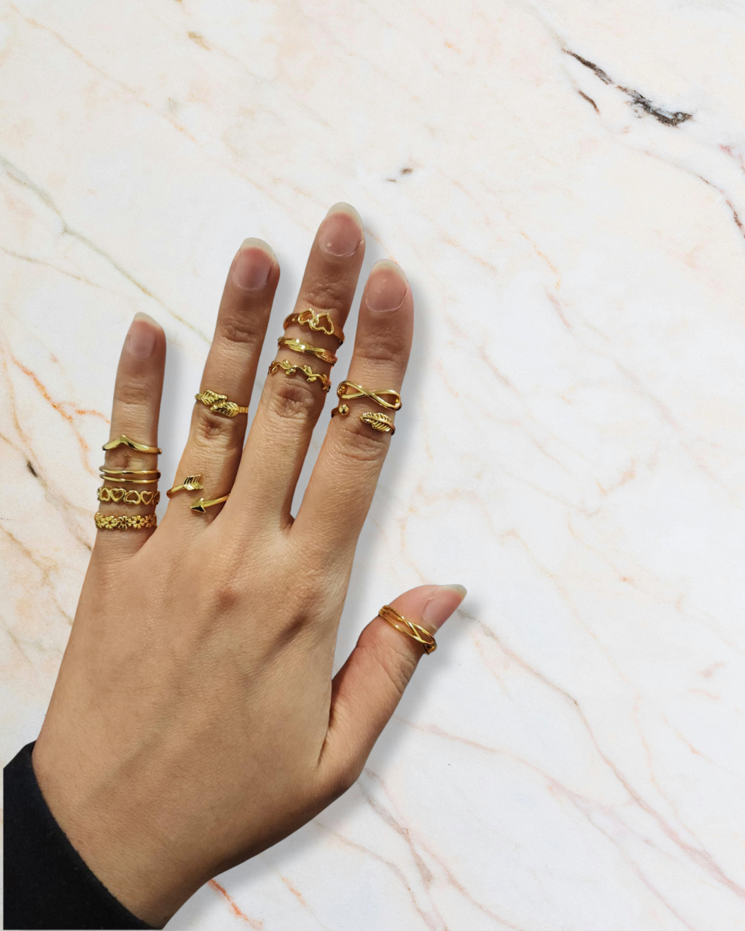 12PCS 14K Gold Plated Adjustable Toe Rings for Women Flower Arrow Band Open Tail Ring Women Beach Foot Jewelry